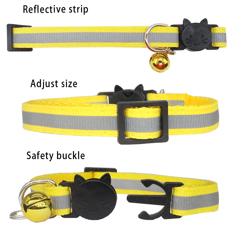Collar Reflectante para Gatos con Grabado Personalizado Gratuito – Nailon Ajustable