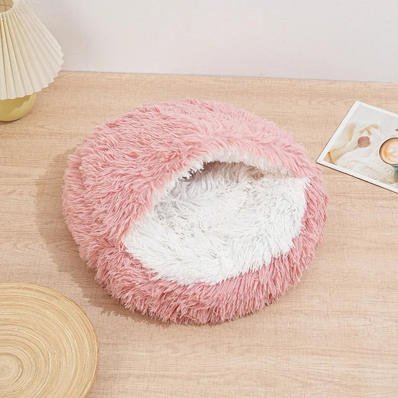 Cama de Invierno 2 en 1 para Gatos – Felpa Gruesa Reversible, Nido Cálido y Cojín Suave