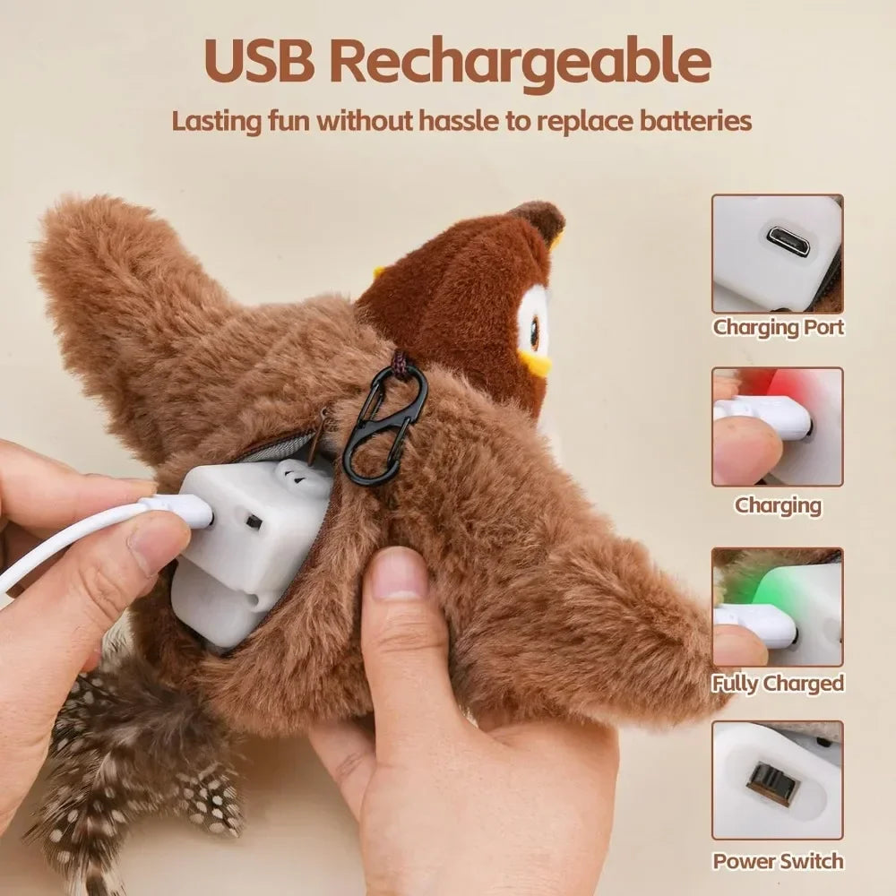 Juguete Gorrión Eléctrico con Control Remoto para Gatos – Movimientos Realistas de Pájaro