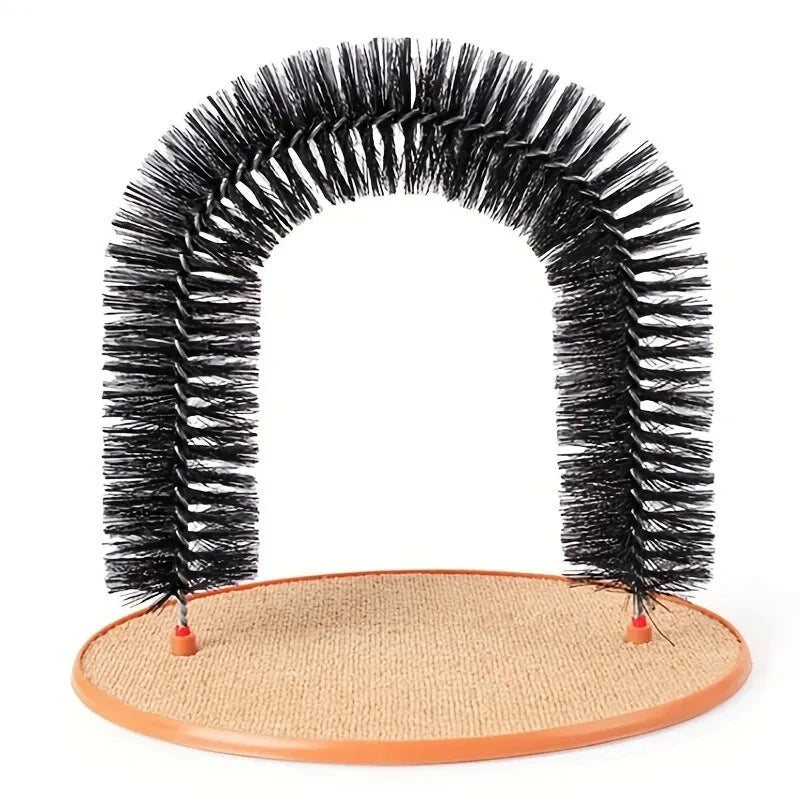 Arco de Juguete para Gatos con Cepillo de Masaje – Rascador Interactivo de Auto-aseo