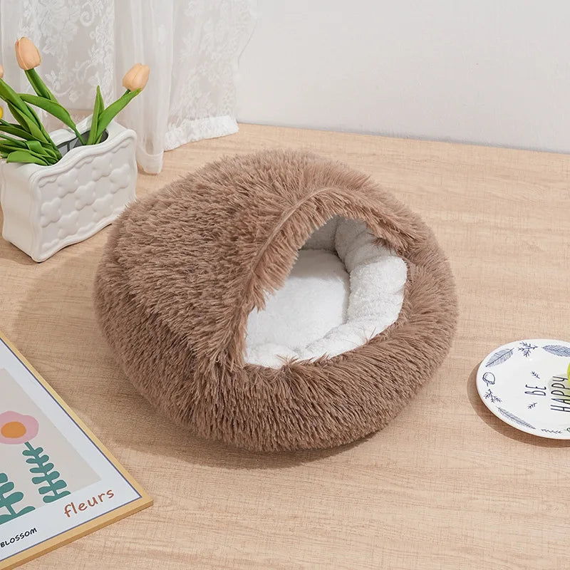 Cama de Invierno 2 en 1 para Gatos – Felpa Gruesa Reversible, Nido Cálido y Cojín Suave