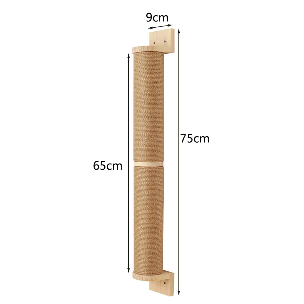 Árbol para Gatos de Pared – Estantes de Madera con Rascador, Hamaca y Escalera Flotante