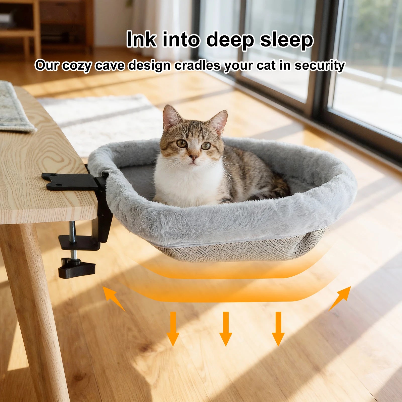 Cama Escritorio para Gatos – Hamaca Semicircular Plegable para Oficina en Casa