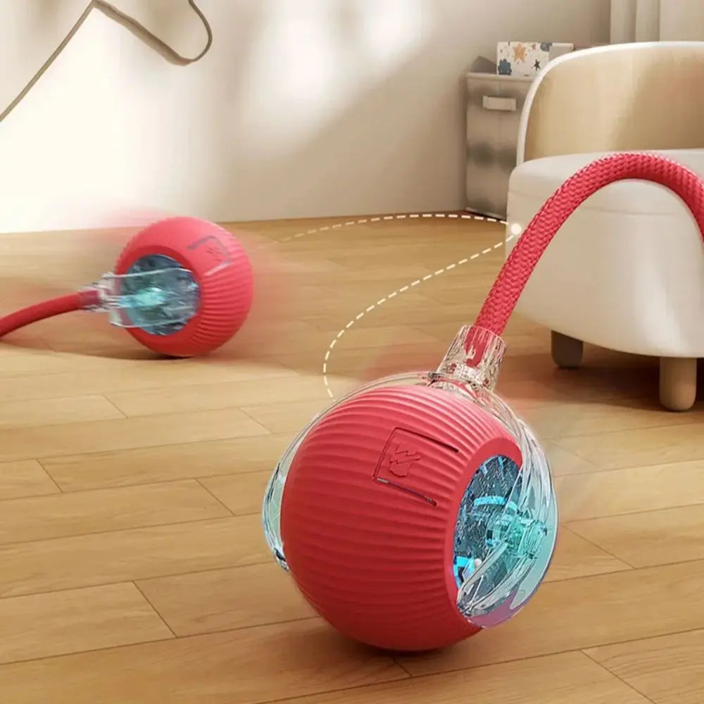 Pelota Rodante Eléctrica Inteligente para Gatos – Recargable con Cola Sintética