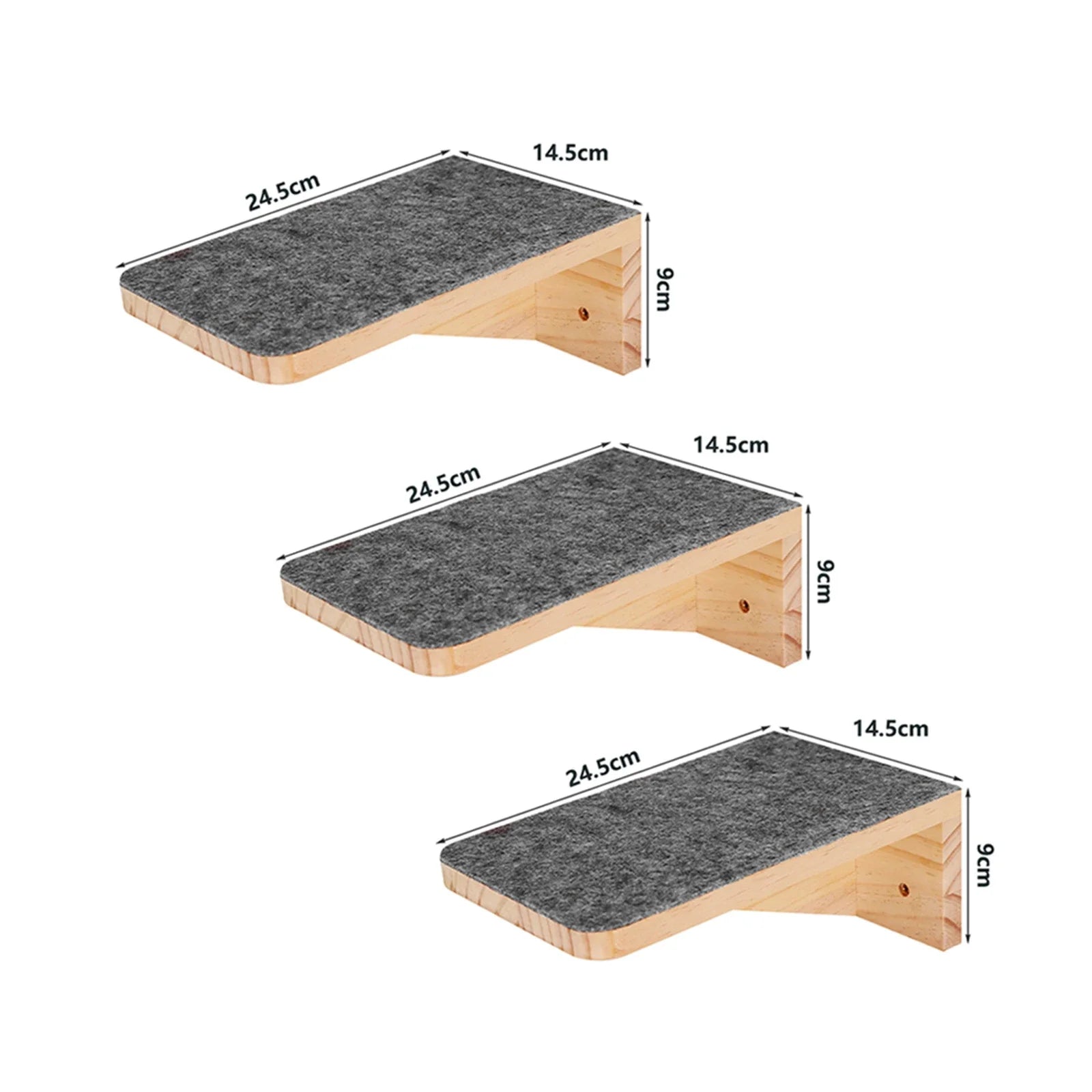 Árbol para Gatos de Pared – Estantes de Madera con Rascador, Hamaca y Escalera Flotante