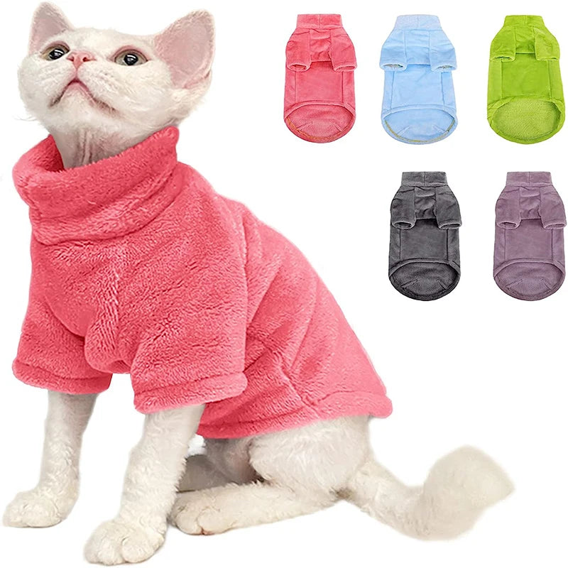 Suéter de Cuello Alto para Gatos – Ropa de Invierno Suave para Gatos sin Pelo y Razas Pequeñas