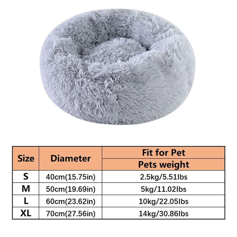 Cama Donut de Felpa para Gatos y Perros Pequeños – Lavable, Cálida y Antideslizante