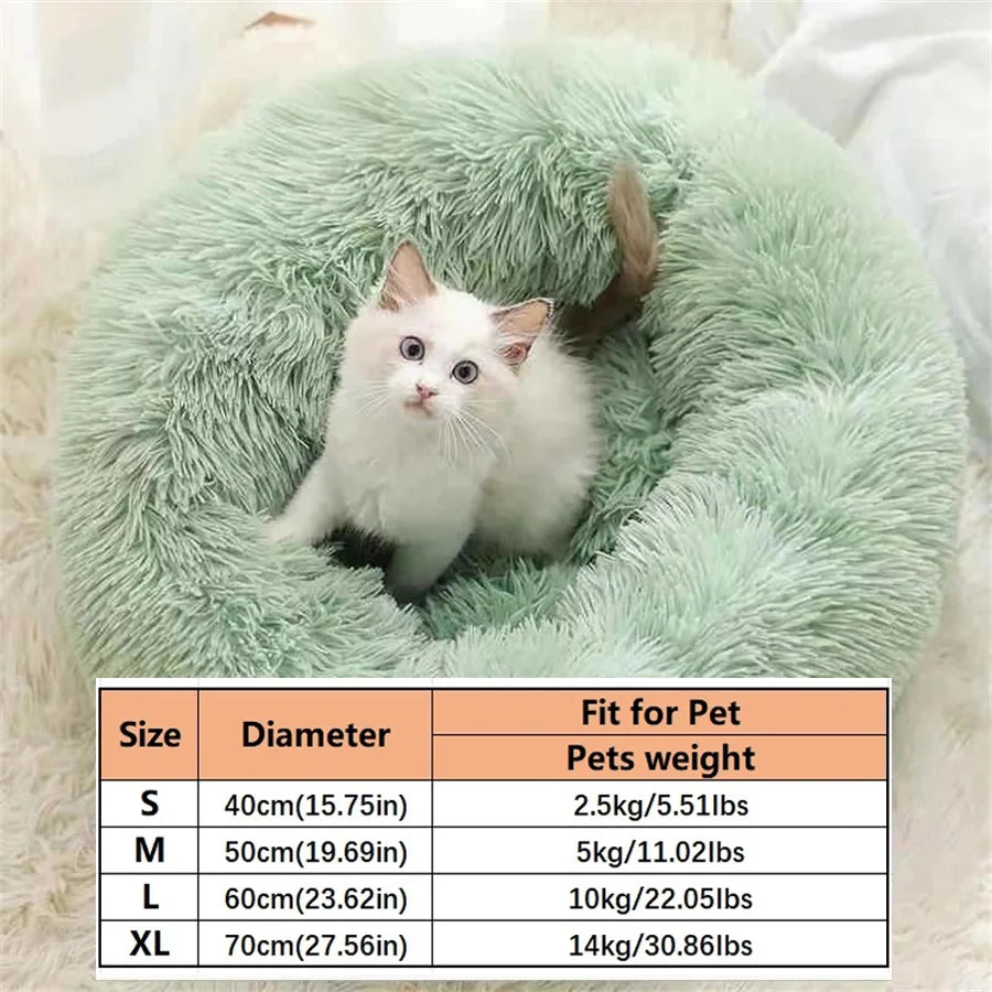 Cama Donut de Felpa para Gatos y Perros Pequeños – Lavable, Cálida y Antideslizante