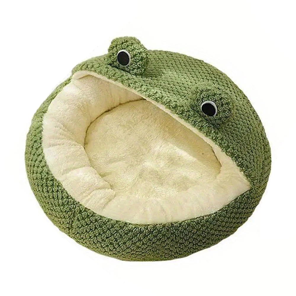 Cama Cueva para Gatos – Nido Semi-Cerrado con Diseño de Rana Adorable