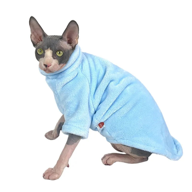 Suéter de Cuello Alto para Gatos – Ropa de Invierno Suave para Gatos sin Pelo y Razas Pequeñas