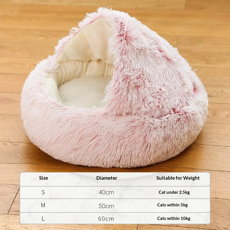 Cama de Invierno 2 en 1 para Gatos – Felpa Gruesa Reversible, Nido Cálido y Cojín Suave
