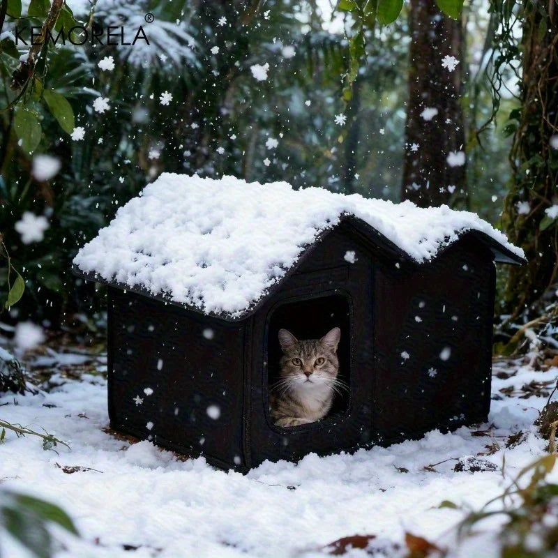 Refugio de Invierno para Gatos KEMORELA – Cálido con Estante, Tela Oxford Resistente al Viento