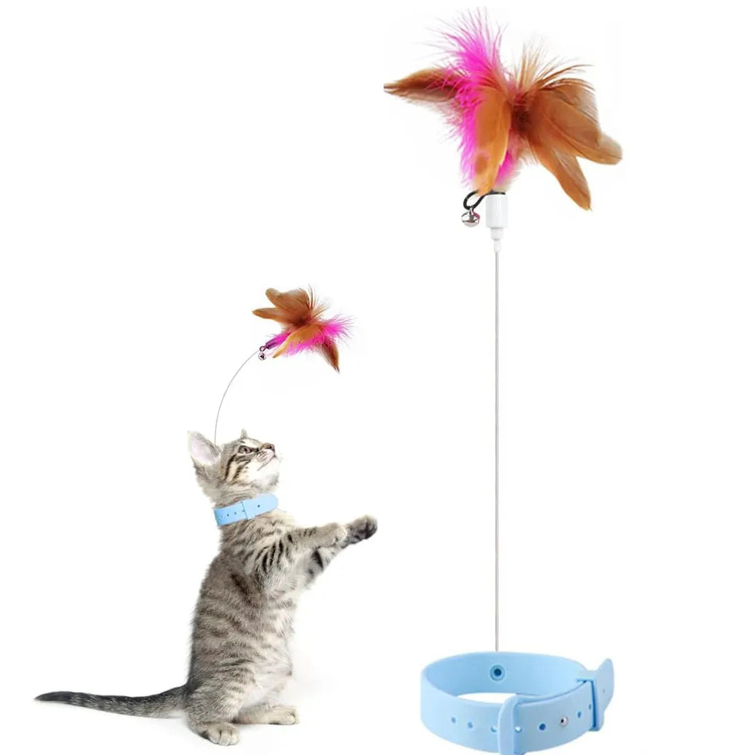Collar con Juguete de Plumas para Gatos – Entretenimiento Interactivo para Juego Solo