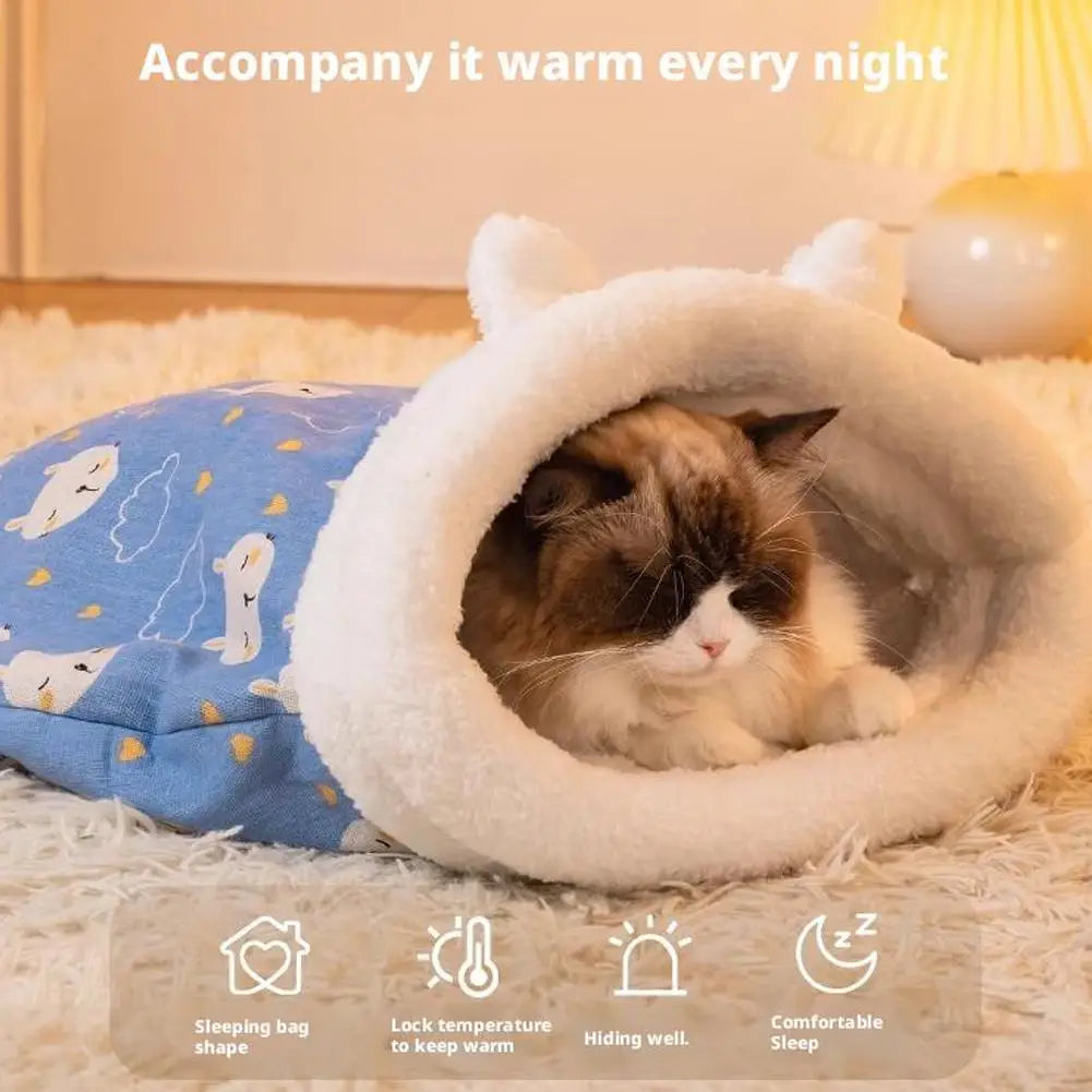 Saco de Dormir de Felpa para Gatos y Perros – Nido Suave Portátil para Mascotas de Interior