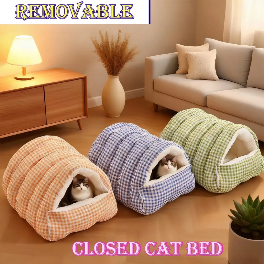 Caseta Grande para Gatos – Todas las Estaciones, con Cama Cálida y Saco de Dormir Cerrado