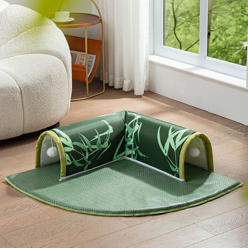 Túnel Telescópico para Gatos – Cama Acolchada de Felpa con Diseño de Reno