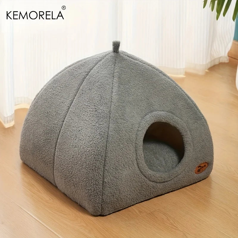 Cama 2 en 1 para Gatos – Tienda de Campaña con Cojín Suave, Desmontable y Lavable