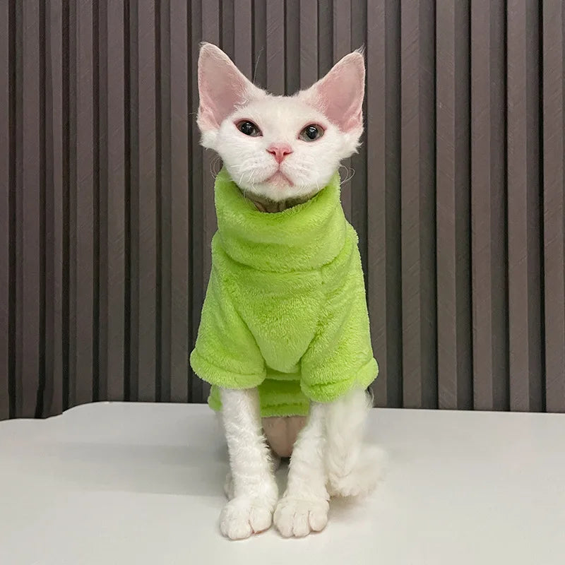 Suéter de Cuello Alto para Gatos – Ropa de Invierno Suave para Gatos sin Pelo y Razas Pequeñas