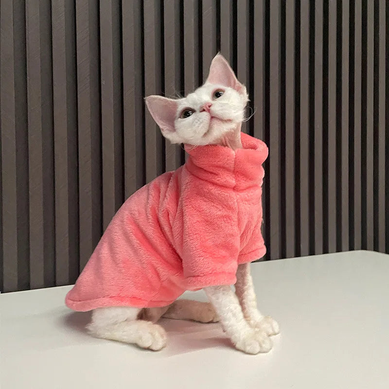 Suéter de Cuello Alto para Gatos – Ropa de Invierno Suave para Gatos sin Pelo y Razas Pequeñas