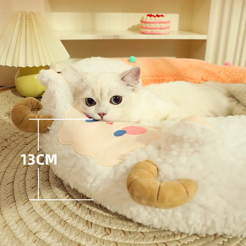 Cama Redonda para Gatos y Perros – Nido Suave de Felpa, Diseño Animalito