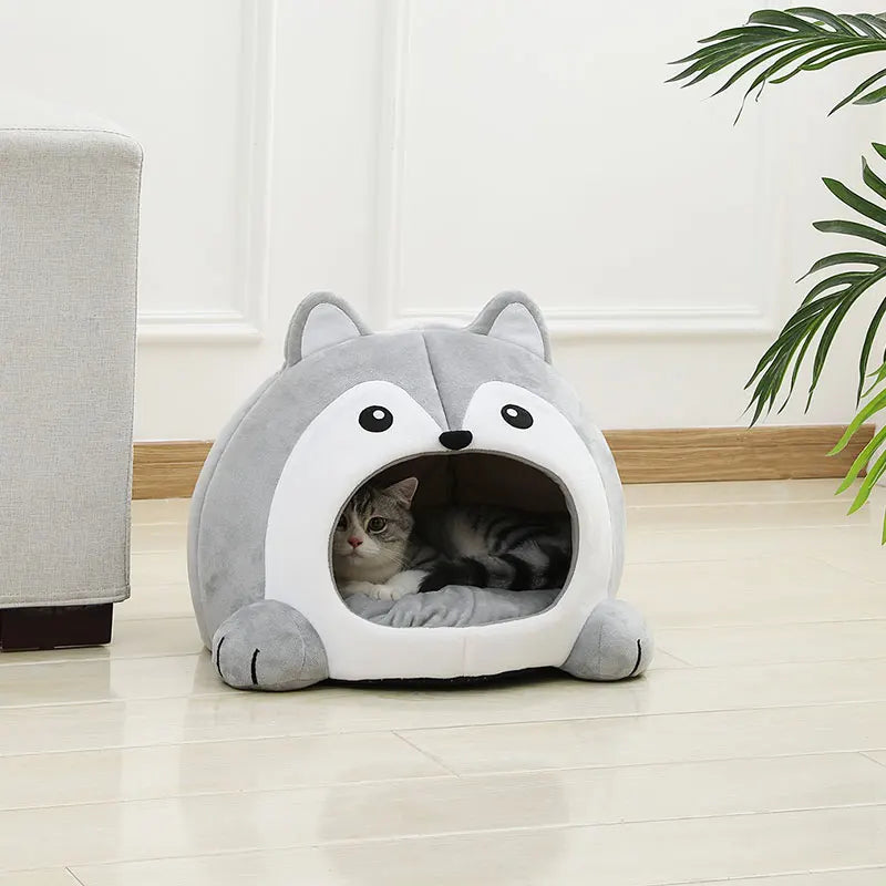 Cama Suave para Gatos – Cesta Cueva de Felpa, Cojín Lavable para Gatitos y Perros Pequeños