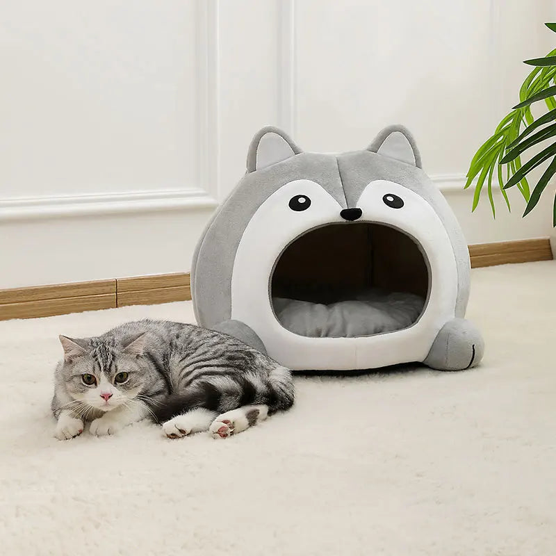 Cama Suave para Gatos – Cesta Cueva de Felpa, Cojín Lavable para Gatitos y Perros Pequeños