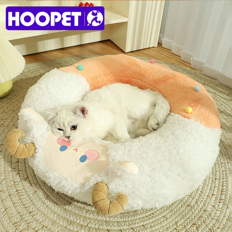 Cama Redonda para Gatos y Perros – Nido Suave de Felpa, Diseño Animalito
