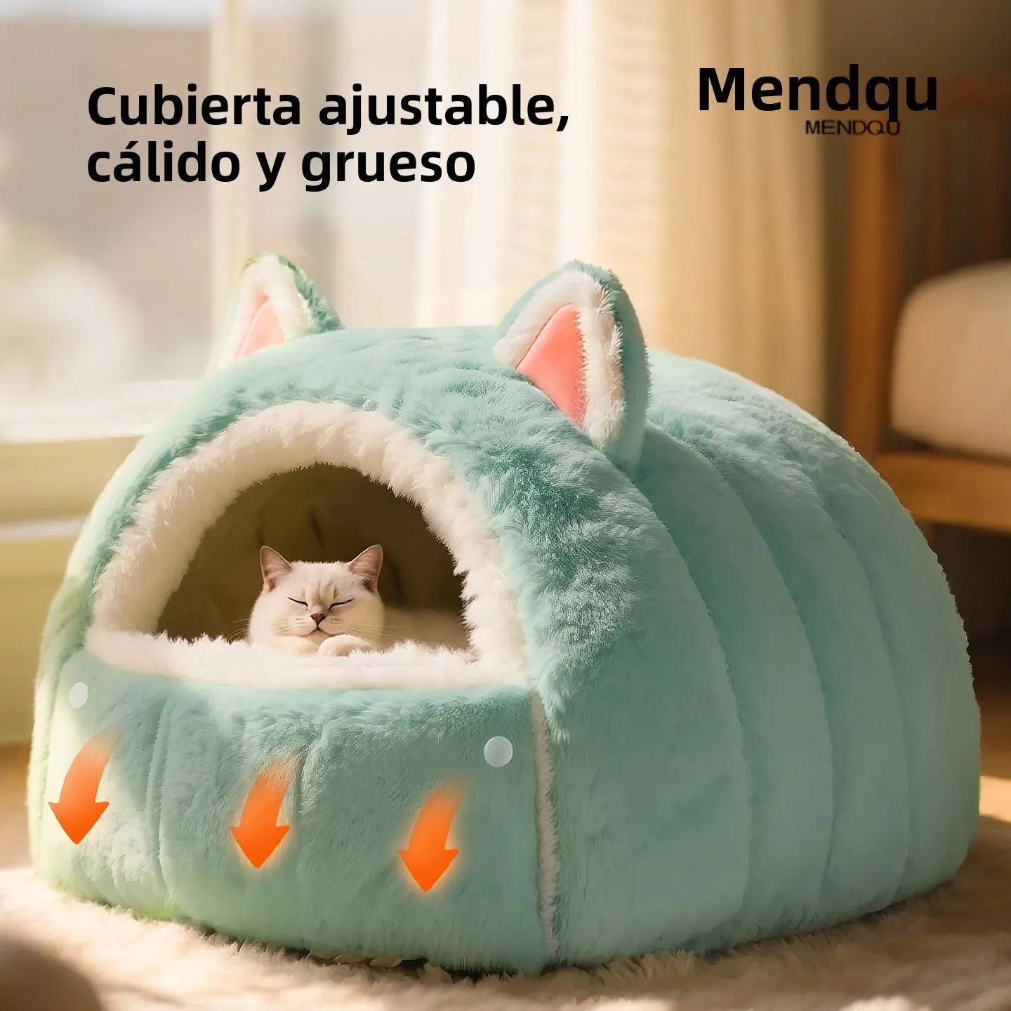 Cama Cueva para Gatos – Cerrada, Cálida y Antideslizante, Estilo Invierno