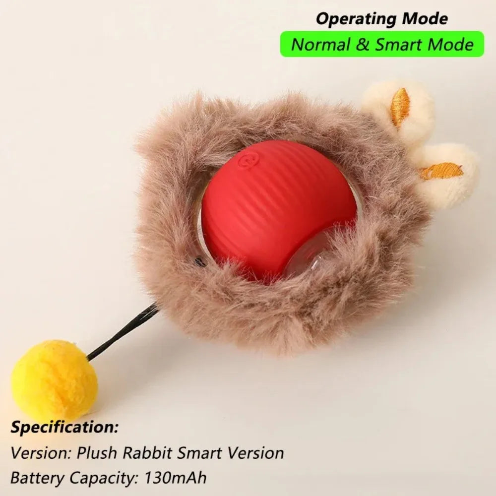 Pelota Rodante Eléctrica Inteligente para Gatos – Recargable con Cola Sintética