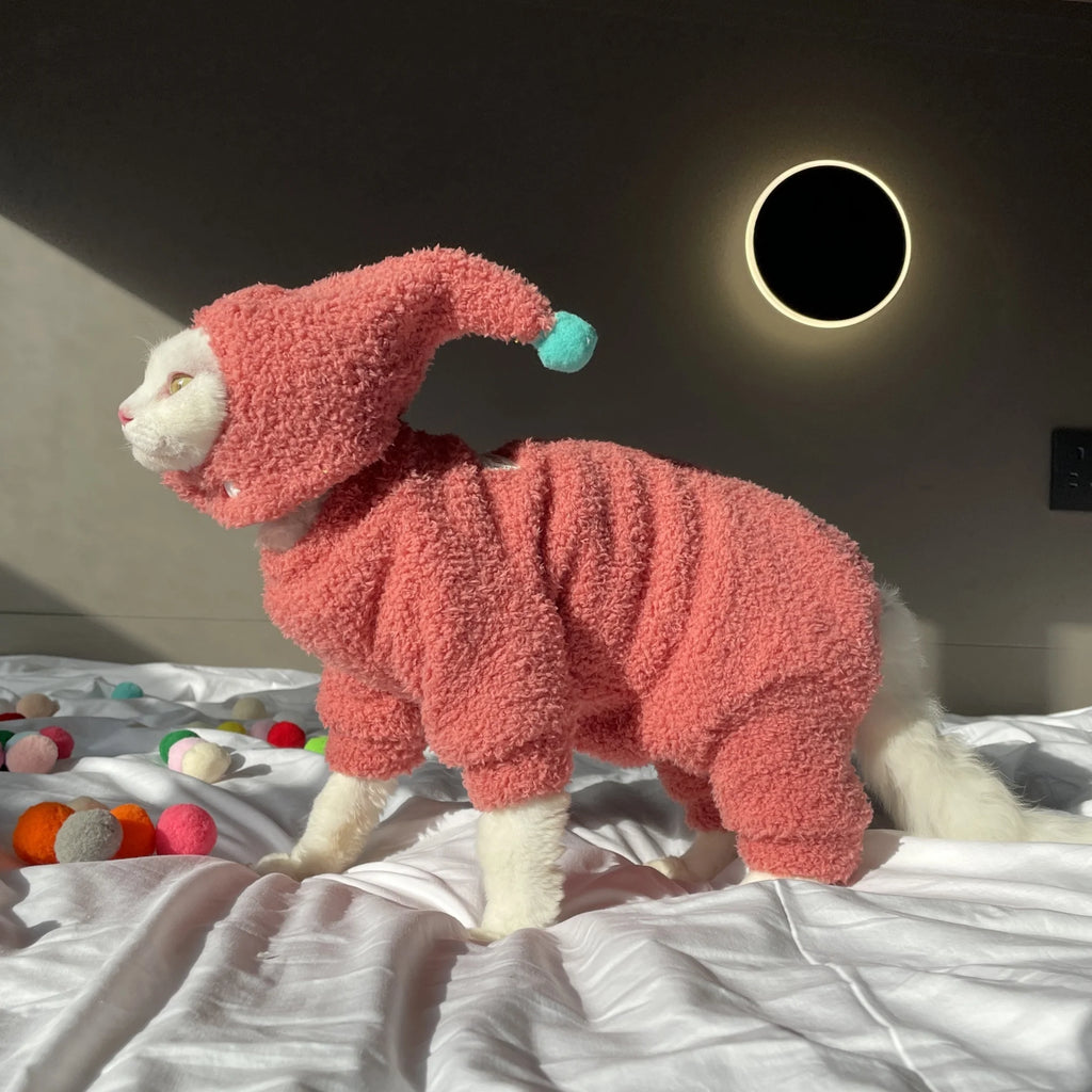 Suéter de Invierno para Gatos con Gorro – Conjunto de 4 Patas Cálido y Suave