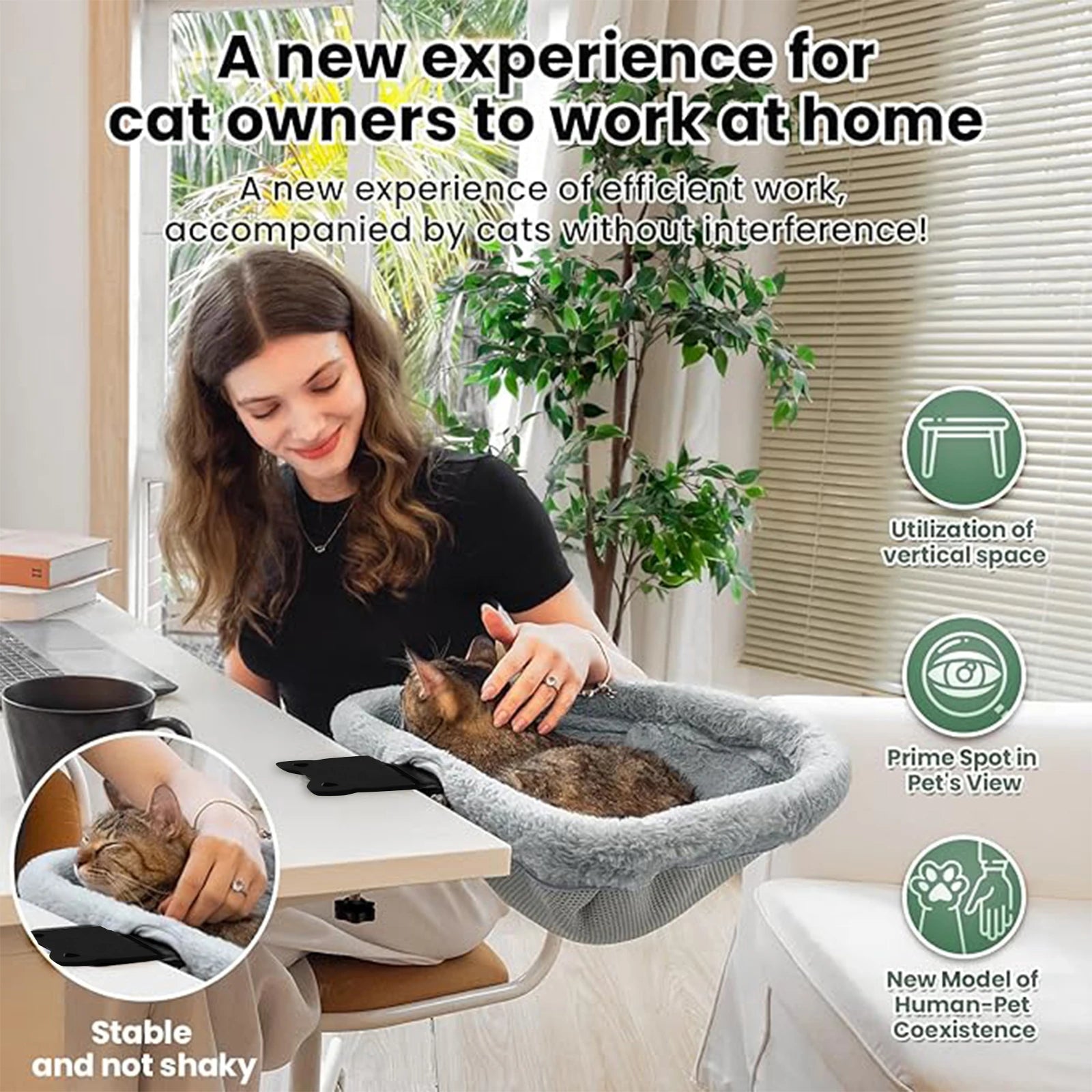 Cama Escritorio para Gatos – Hamaca Semicircular Plegable para Oficina en Casa