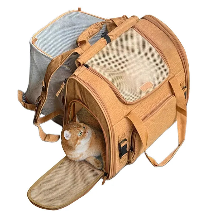 Mochila Expandible para Mascotas – Transporte Cómodo para Gatos y Perros Pequeños