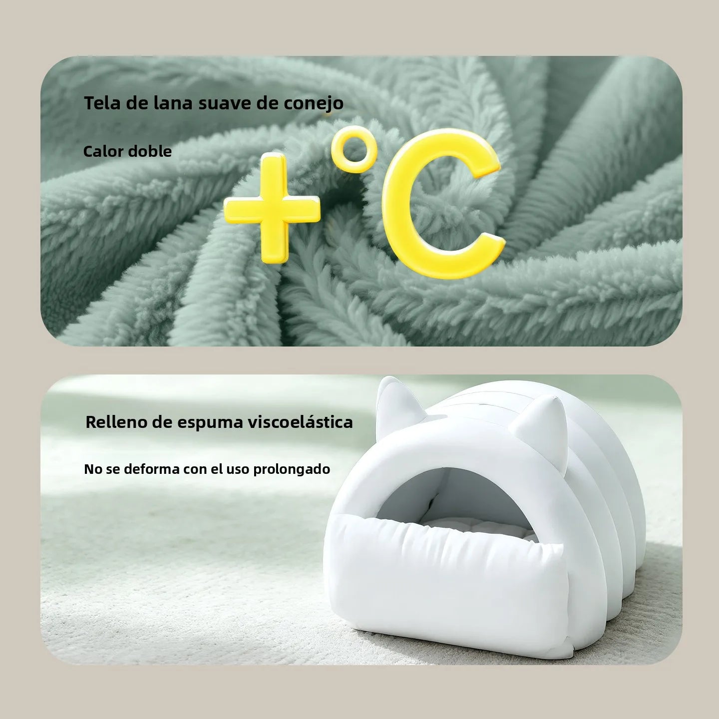 Cama Cueva para Gatos – Cerrada, Cálida y Antideslizante, Estilo Invierno