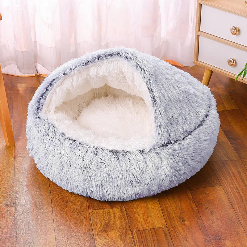 Cama de Invierno 2 en 1 para Gatos – Felpa Gruesa Reversible, Nido Cálido y Cojín Suave