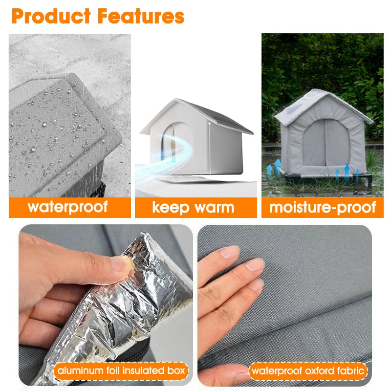 Caseta Elevada Impermeable para Gatos Callejeros – Refugio Exterior Cálido con Plataforma