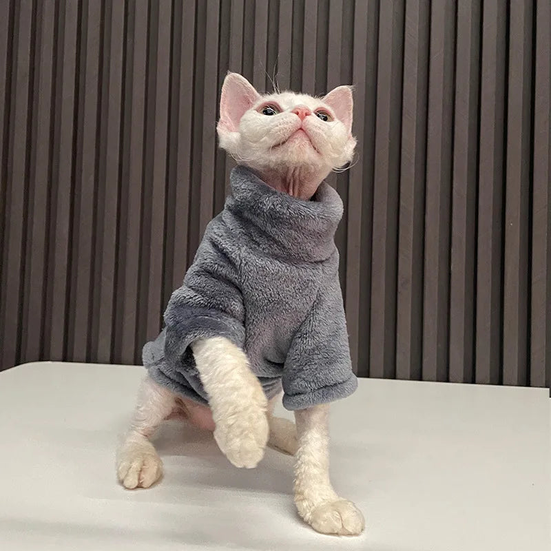 Suéter de Cuello Alto para Gatos – Ropa de Invierno Suave para Gatos sin Pelo y Razas Pequeñas