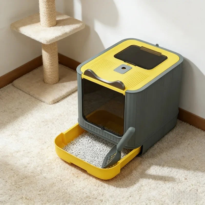 Arenero para Gatos con Esterilización UV – Totalmente Cerrado, Cajón Extraíble y Antiolor