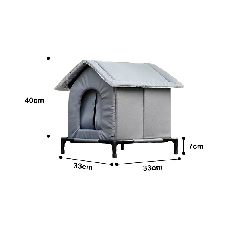 Caseta Elevada Impermeable para Gatos Callejeros – Refugio Exterior Cálido con Plataforma