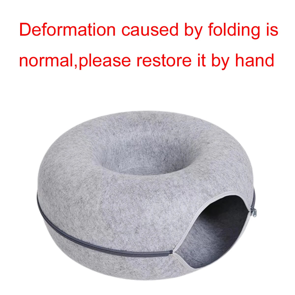 Túnel Interactivo para Gatos – Nido de Fieltro Forma Donut, Cama y Rascador para Gatitos