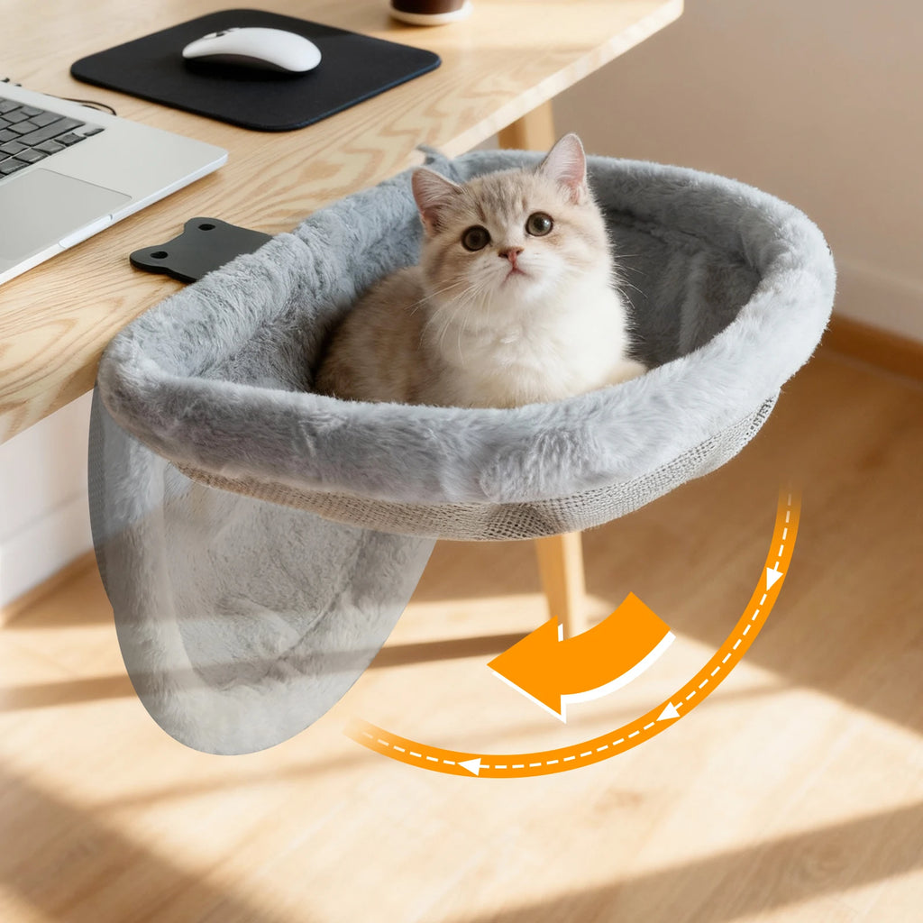 Cama Escritorio para Gatos – Hamaca Semicircular Plegable para Oficina en Casa