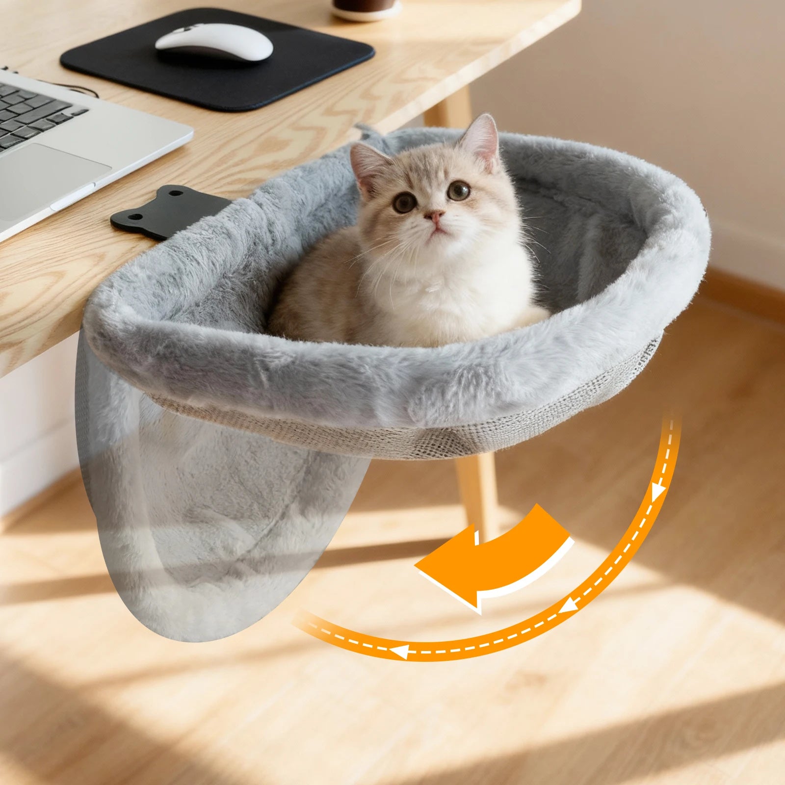 Cama Escritorio para Gatos – Hamaca Semicircular Plegable para Oficina en Casa