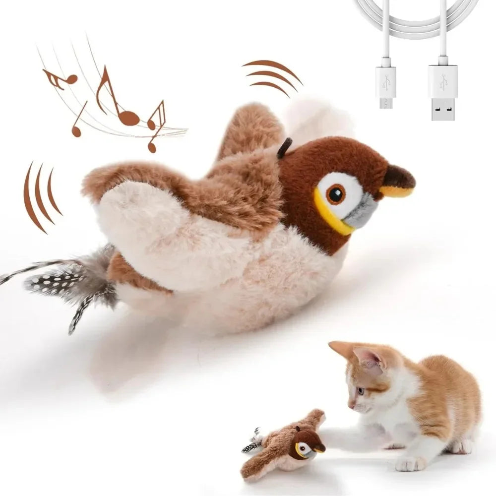 Juguete Gorrión Eléctrico con Control Remoto para Gatos – Movimientos Realistas de Pájaro