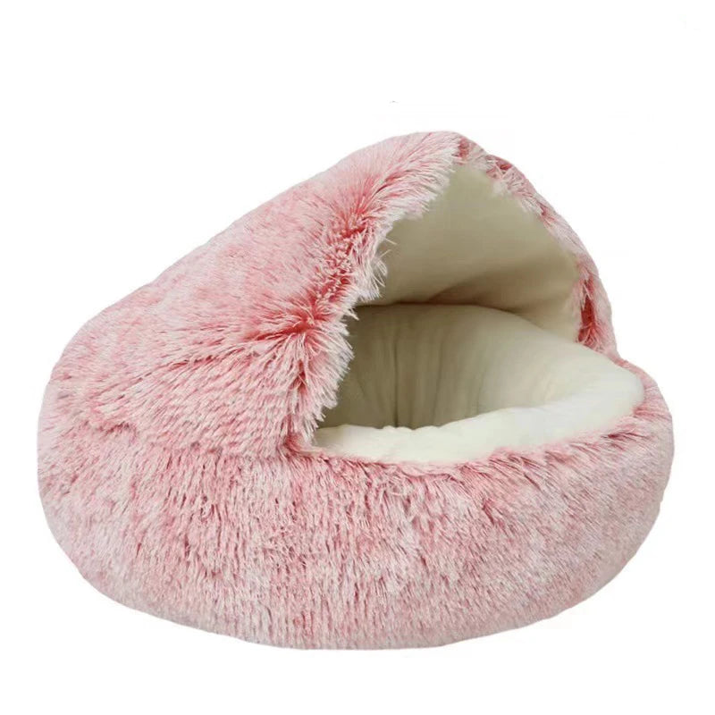 Cama Redonda de Felpa con Funda para Gatos – Nido Cálido 2 en 1 para Mascotas Pequeñas