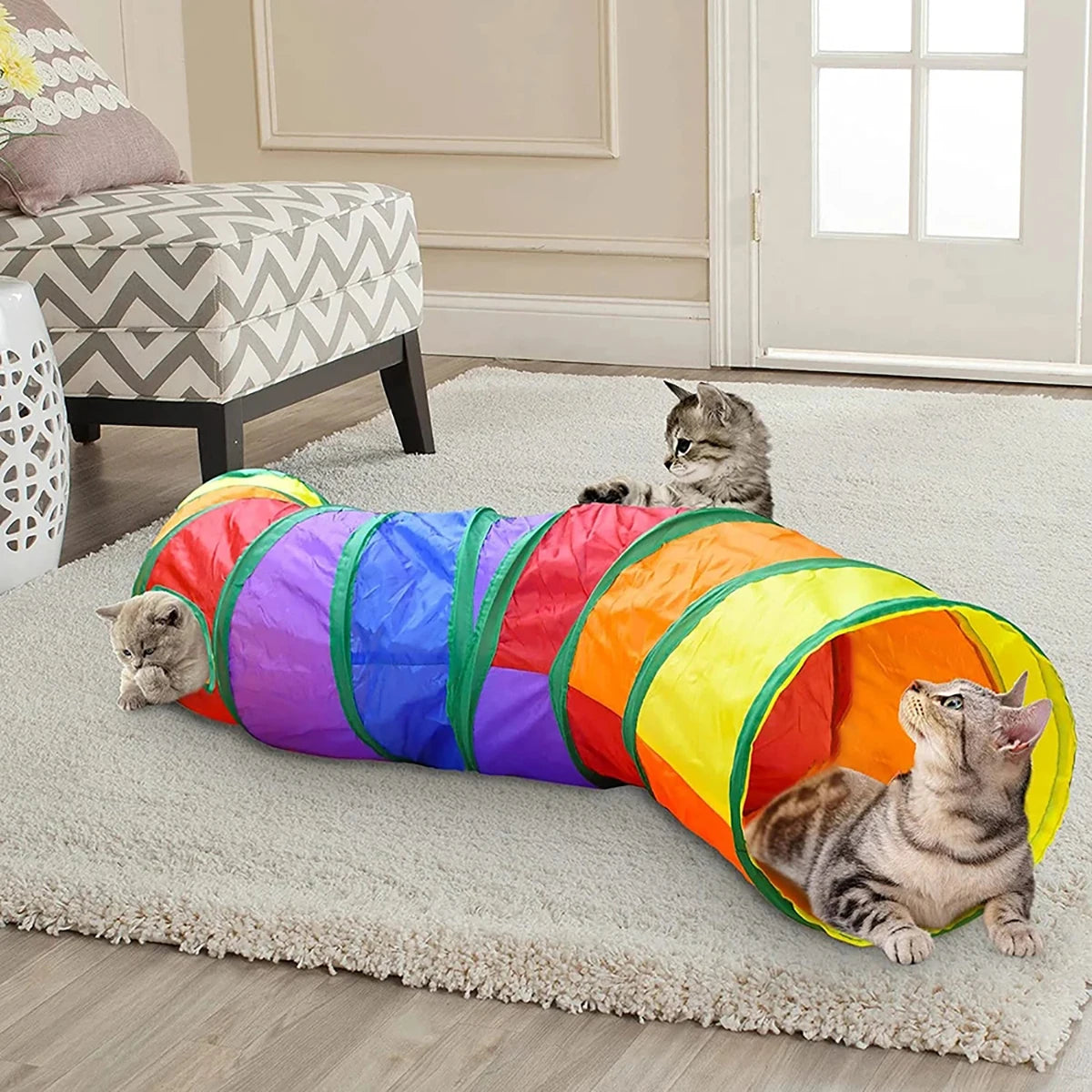 Túnel Plegable para Gatos – Juguete Interactivo Multifunción para Gatitos y Cachorros