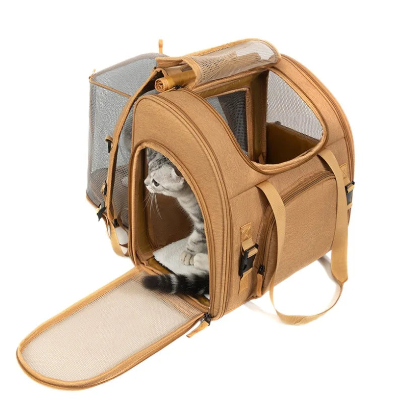 Mochila Expandible para Mascotas – Transporte Cómodo para Gatos y Perros Pequeños