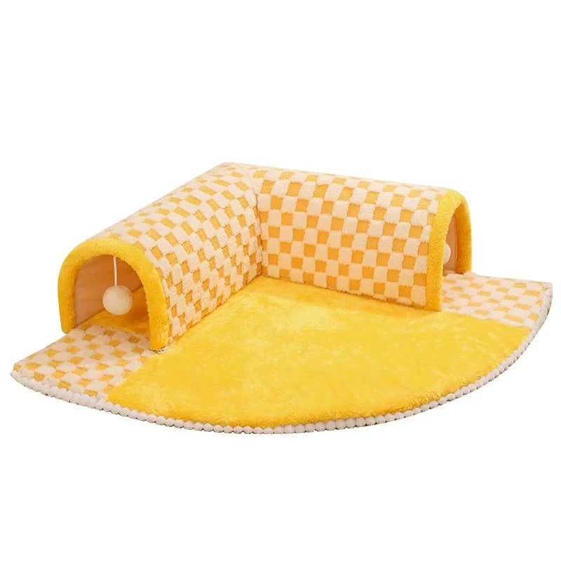 Túnel Telescópico para Gatos – Cama Acolchada de Felpa con Diseño de Reno