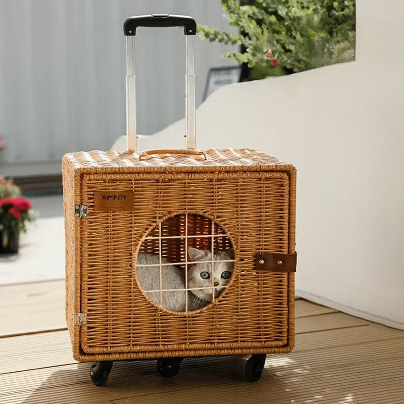 Bolso Transportador para Gatos y Perros – Trolley Tejido Estilo Vintage