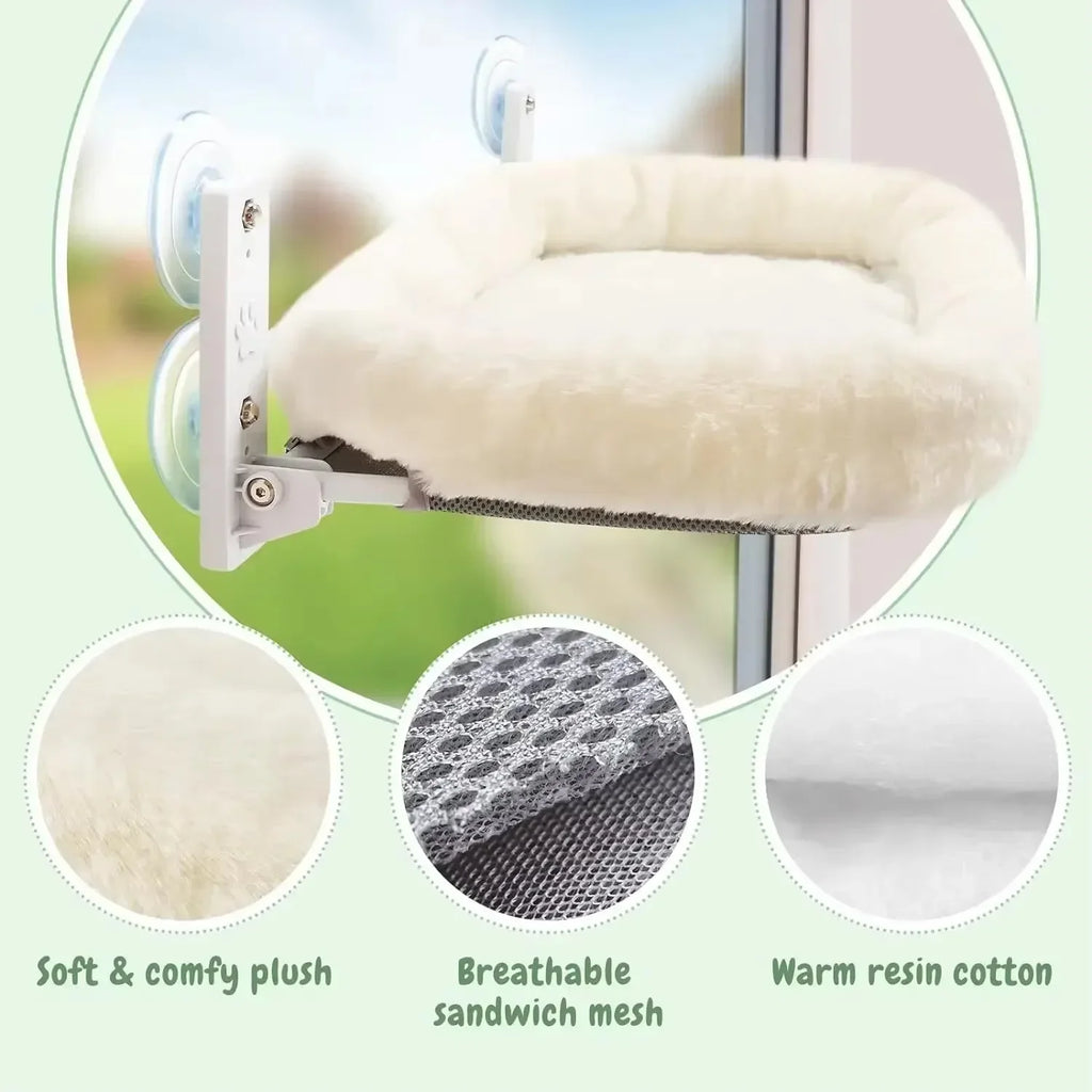 Hamaca de Invierno para Gatos en Ventana – Colgante con Ventosa para Tomar el Sol en Balcón