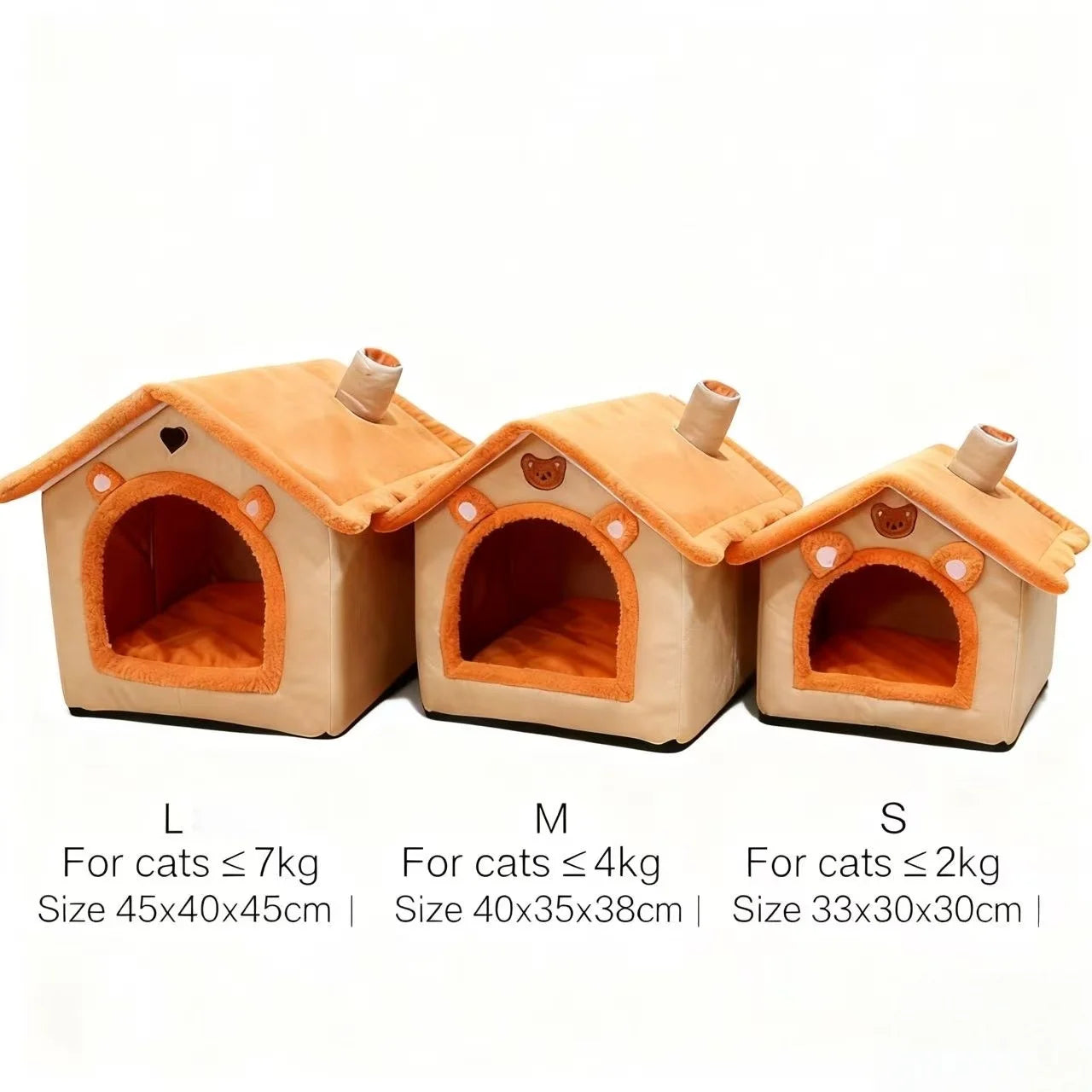 Cama Estilo Caseta para Gatos y Perros Pequeños – Extraíble, Lavable y Cálida