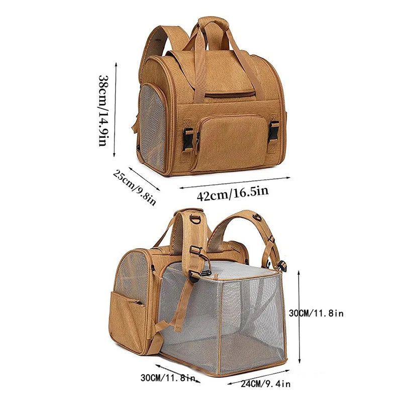 Mochila Expandible para Mascotas – Transporte Cómodo para Gatos y Perros Pequeños